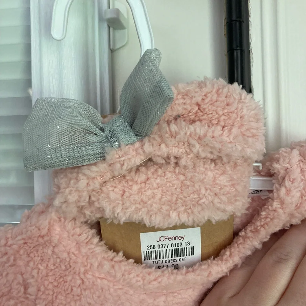 Young Hearts pink and gray tutu dress with diaper cover and headband 18 mths NWT
